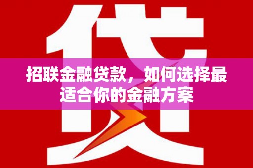 岳西招联金融贷款，如何选择最适合你的金融方案