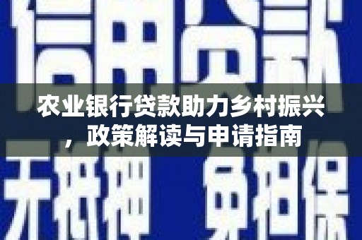 岳西农业银行贷款助力乡村振兴，政策解读与申请指南